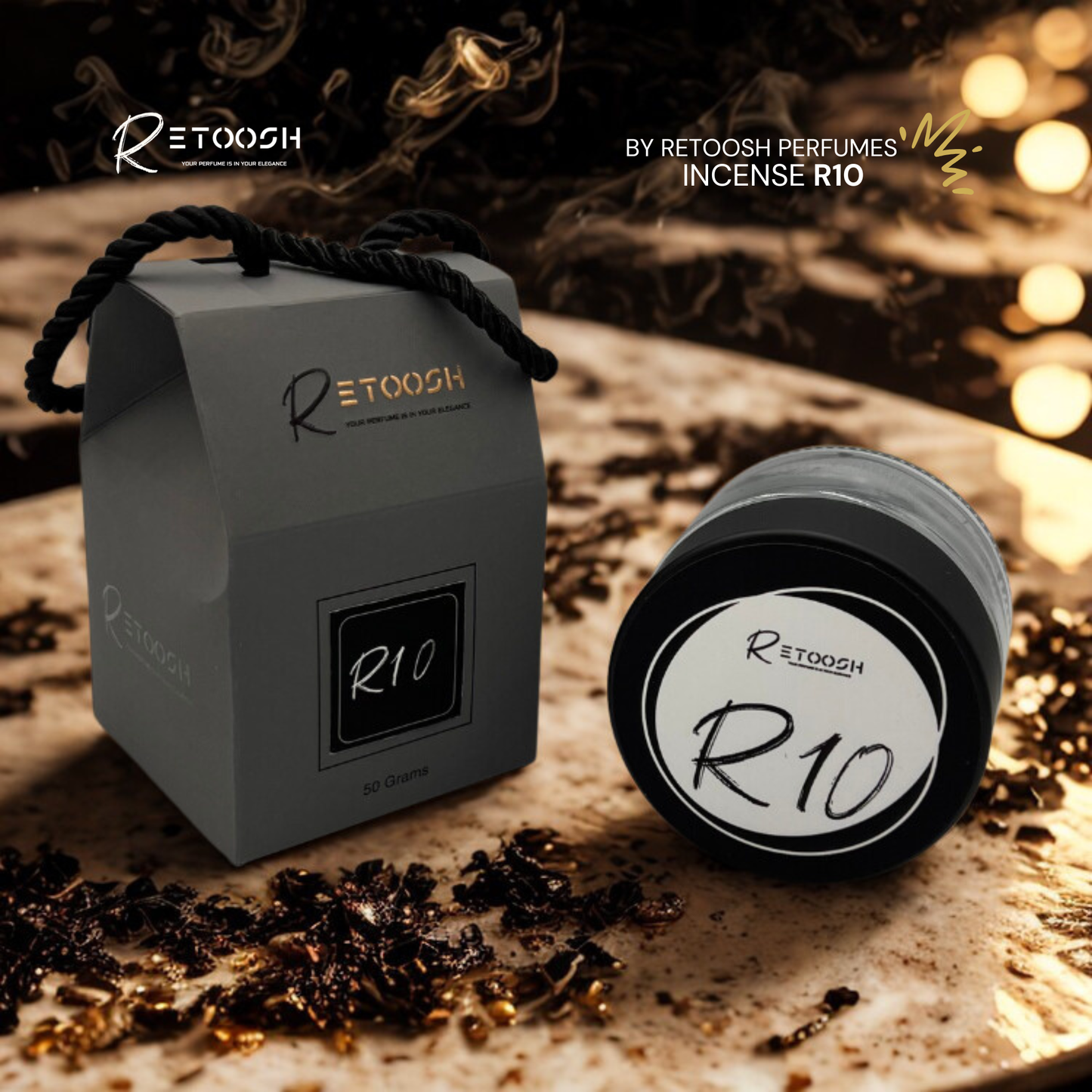 R10 Signature Incense – Rich Oud & Amber Luxury Blend (50g) - Retoosh Perfumes